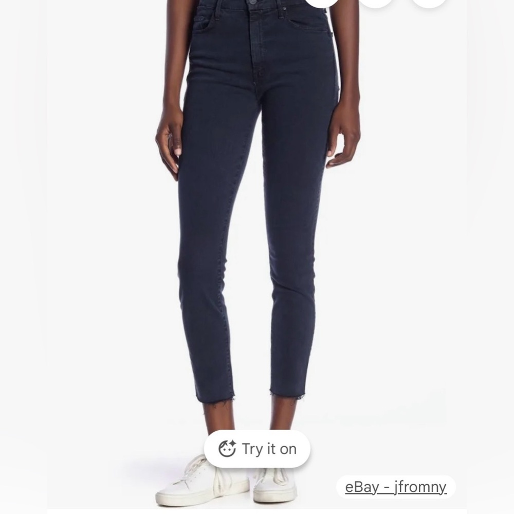 MOTHER The Looker Ankle Fray High Rise Skinny Jeans in‎ Midnight Blue Sz 28